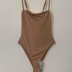 Tiger Mist Bow tie Backless Bodysuit // Nude